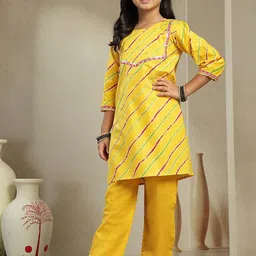Sangria Girls Self Design Pure Cotton Kurta Sets With Dupatta image 2