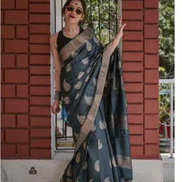 Lyzoo Woven Design Pure Cotton Handloom Saree image 3