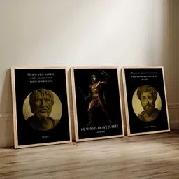 WALLLANE Brown 3 Pieces Wall Hallway Rectangle Portrait Wooden Wall Arts 17" x 13" image 4