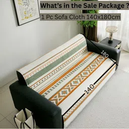 HOMETHREADS Orange & White Printed Sofa Cover image 2