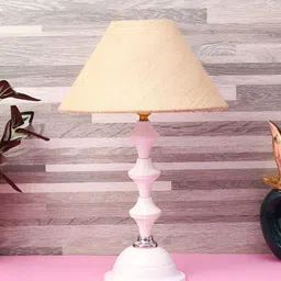 BrightDaisy Beige & White Metal Frusturical Shaped Table Lamp image 4