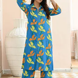 Bunaai Women Ethnic Motifs Printed Regular Kurta with Pyjamas-picture-11