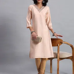 BANJANAN V-Neck Embroidered Kurtas image 4