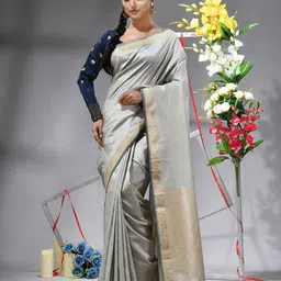 TANTLOOM Ethnic Motifs Zari Silk Blend Kanjeevaram Saree-image-89