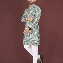 WELL TEX Men Geometric Kurta image 3