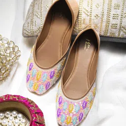 jm looks Women's Ethnic Embroidered Jutti with Sequin Detailing Bellies For Women-picture-19