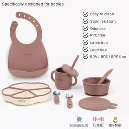 cubkins 7Pcs Essential Feeding Set for Babies, Infants | BPA Free & Microwave Safe - Food Grade Silicone image 5