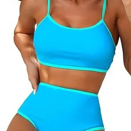 swibona Self Design Women Bikini Blue Swimsuit-picture-11