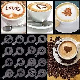 ranipari 16 Pcs Creative Nice Coffee Stencil Coffee Template Strew Spray Art Stencils Coffee Stencil Coffee Stencil Stencil image 3