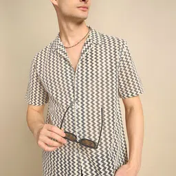 voroxy Men Regular Fit Self Design Lapel Collar Casual Shirt-picture-15