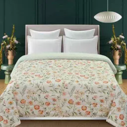 Florida 180 GSM Floral Reversible All Season AC Comforter / Blanket / Quilt (Off White, 220x240 CM)-picture-22