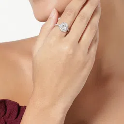 GIVA 925 Silver Plated Classic Solitaire Ring image 2