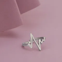 Carlton London Women Silver-Toned Rhodium-Plated Adjustable Finger Ring image 1