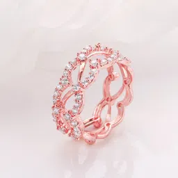 GIVA 925 Sterling Silver Rose Gold-Plated CZ-Studded Finger Ring-picture-11