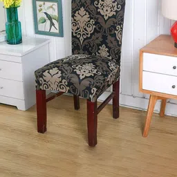 HOUSE OF QUIRK Black & Brown Printed Removable Chair Cover-image-81