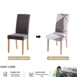 HOUSE OF QUIRK Grey & Pink Geometric Printed Chair Cover image 4