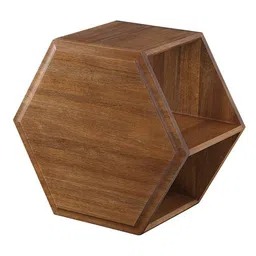 woodenmood Etienne Solid Wood Side Table in Semi Gloss Provincial Teak Finish image 1