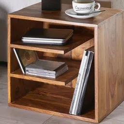 woodenmood Finebuy Solid Wood Side Table in Semi Gloss Honey Oak Finish image 1