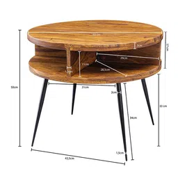 woodenmood Finebuy Solid Wood Side Table in Semi Gloss Honey Oak Finish image 3