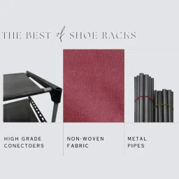 urban choice Serene Fabric 12-Shelves Collapsible Shoe Rack In Maroon Colour image 5