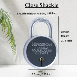 hindson Lock and key door lock for home gate shutter round 65mm main Padlock Padlock image 4