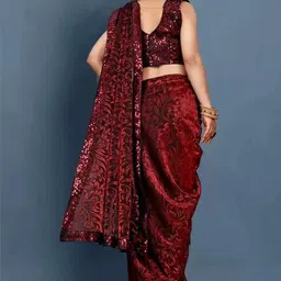 trimurtiprints Self Design, Embellished, Woven Bollywood Lycra Blend Saree image 5