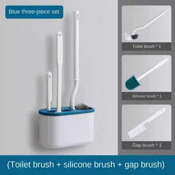 jancom 3 in 1 Toilet Brush Set Toilet Brush Cleaner Silicone Toilet Cleaning Brush with Holder image 2
