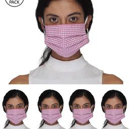 Anekaant Women Multicolored Pack Of 5 Reusable 3-Ply Fabric Fashion Mask-image-36