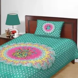 kaany fab Cotton Single Flat 144 TC Jaipuri Prints Bedsheet-picture-10
