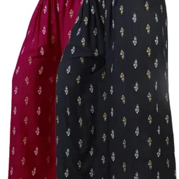 areeba collection Pack of 2 Women Flared Maroon, Black Viscose Rayon Trousers-picture-24