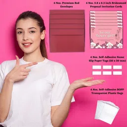 aanyacentric 5.8x8.3inch Will You be My Bridesmaid Invites with Envelopes Invitation Card image 2