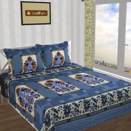 baso Woolen Double Flat 220 TC Floral Bedsheet image 1
