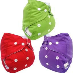 ecohug Baby's Washable Reusable Adjustable 3 Cloth Diapers with 3 White Inserts image 2