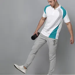 bepro Men Abstract Polo Neck Polyester White T-Shirt image 3