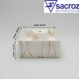sacroz Ceramic Rectangular Countertop Wash Basin with Single Tap Hole MS-908 Table Top Basin image 4