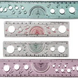first click 12" Scales 2 pcs & 6" Scale 2 pcs D& Round&Oval Circle Inbuilt Set of 4 pcs Ruler image 3