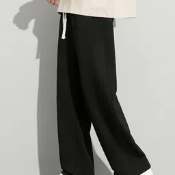 warcourt Men Loose Fit Black Cotton Blend Trousers image 4