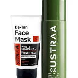 Ustraa Men Set of O.G. Deodorant Body Spray 150 ml + De Tan Face Mask for Oily Skin 125 g-picture-13