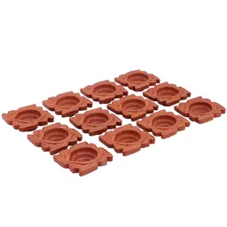 TIED RIBBONS Brown Set of 12 Decorative Handmade Clay Terracotta Diyas image 3