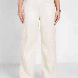 People Women Relaxed Fit Mid Rise Trousers-image-15