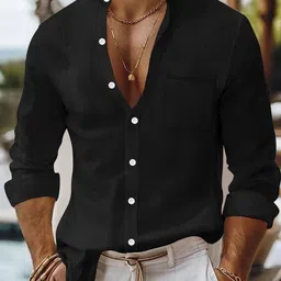 StyleCast x Revolte Men Solid Mandarin Collar Casual Shirt-picture-13