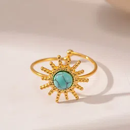 Aiza Gold-Plated Stone-Studded Adjustable Finger Ring image 2
