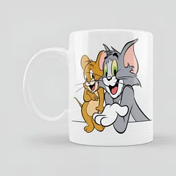 Mr UVD White & Grey Cartoon Characters Printed Ceramic Glossy Cups- 350 ml-picture-27