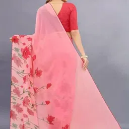 GHAN SALS Floral Poly Georgette Fusion Baluchari Saree image 4