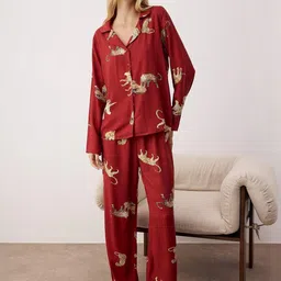 Trendyol Women Animal Printed Night suit-image-6