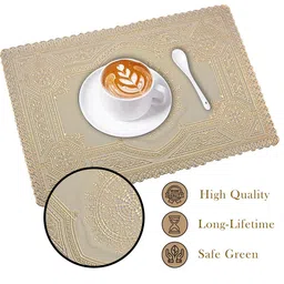 Kuber Industries Gold-Toned 12 Pieces Textured Anti-Slip Table Placemats image 2