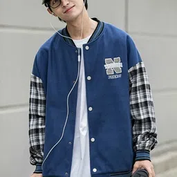 KPOP Men Colourblocked Varsity Jacket with Embroidered-picture-50