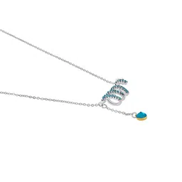 Mahi Rhodium Plated Heart- Shaped Artificial Stone-Studded Necklace image 3