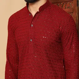 FoxDX Men Ethnic Motifs Flared Sleeves Sequinned Kurta image 2