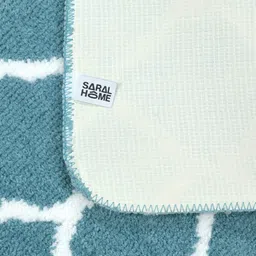 Saral Home Turquoise Blue & White Geometric Microfibre Anti-Slip Floor Runner image 2